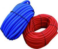 Ochranná vrapovaná rúrka - Navlieka sa na rúrky pri prechode z jednej vykurovacej sekcii do druhej, alebo na odizolovania časti potrubia. Dodáva sa v modrej alebo červenej farbe.